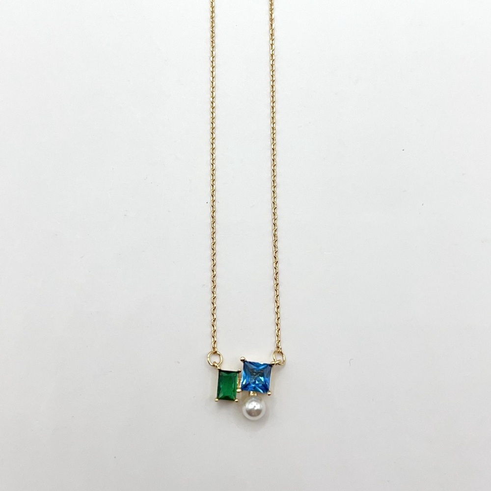 KS887-Kate Spade blue/green crystals necklace